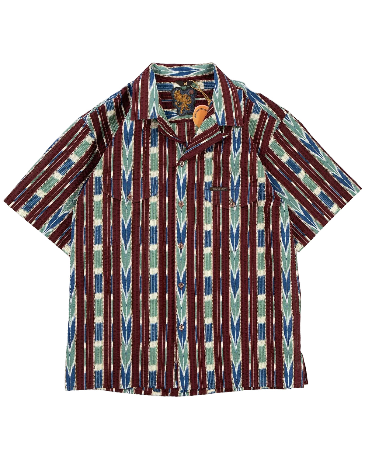 Indigofera - Deville Printed Seersucker Shirt Ecru/Wine
