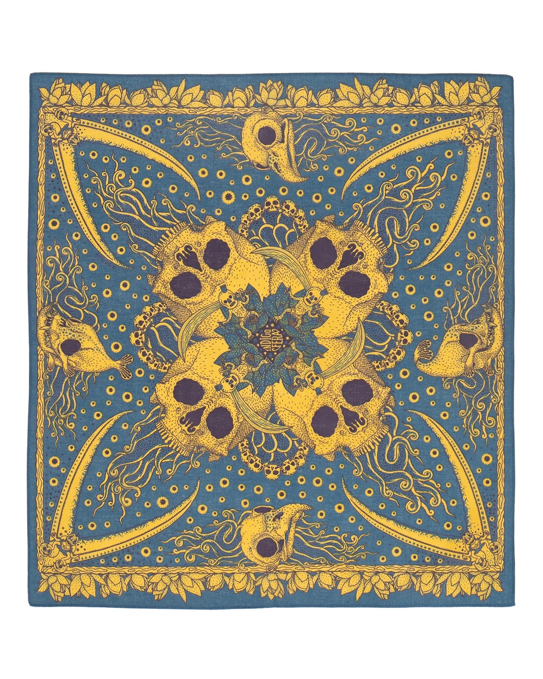 Indigofera Skull Bandana - Blue