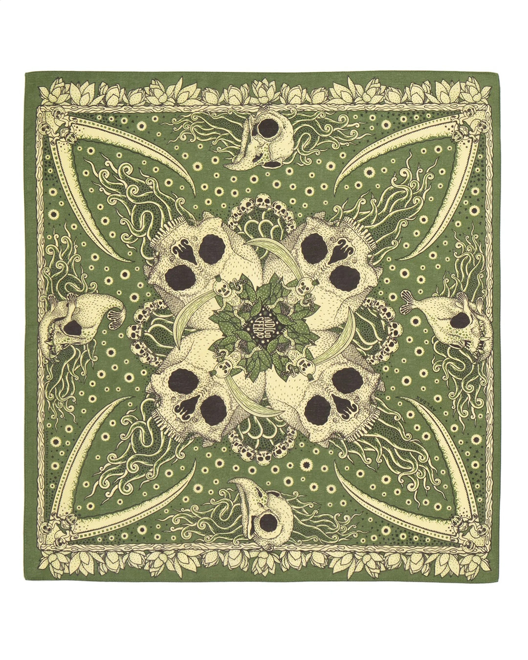 Indigofera Skull Bandana - Green