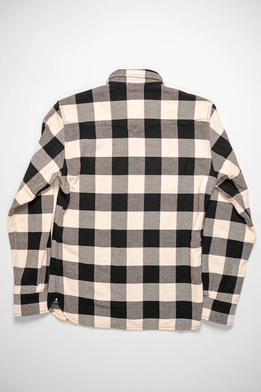 The Flat Head Block Check Western Flannel Shirt - Ivory/Black [FN-SNW-101L]