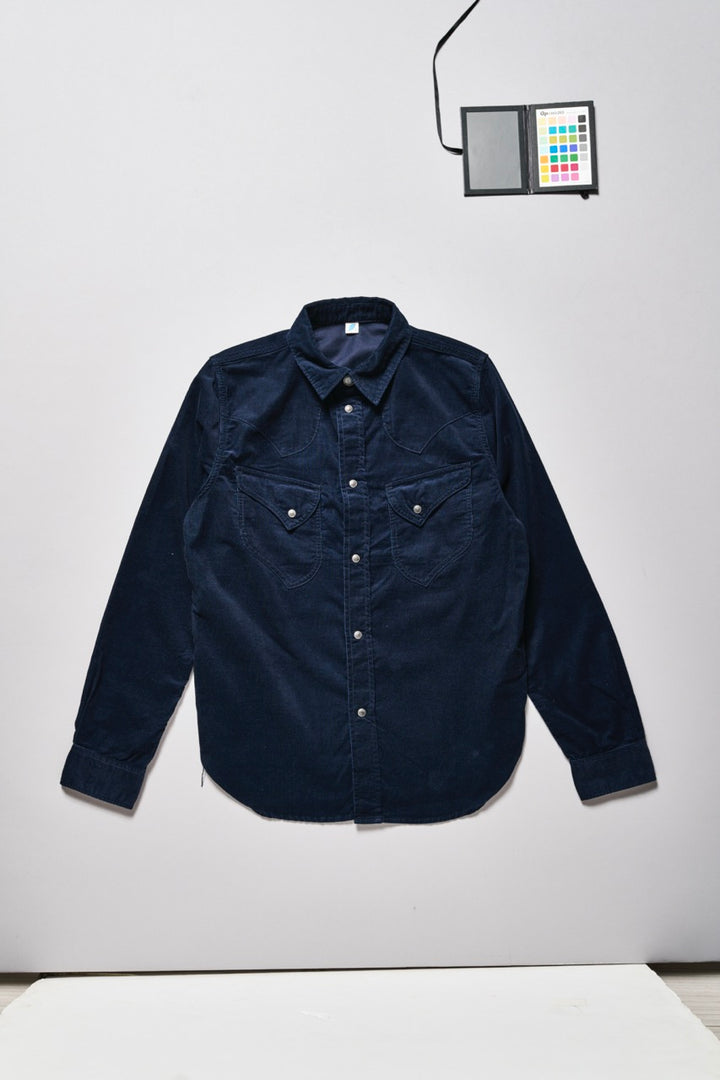 Pure Blue Japan Corduroy Curved Pocket Shirt - Navy [2230]