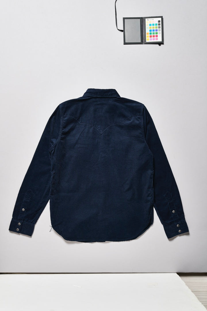 Pure Blue Japan Corduroy Curved Pocket Shirt - Navy [2230]