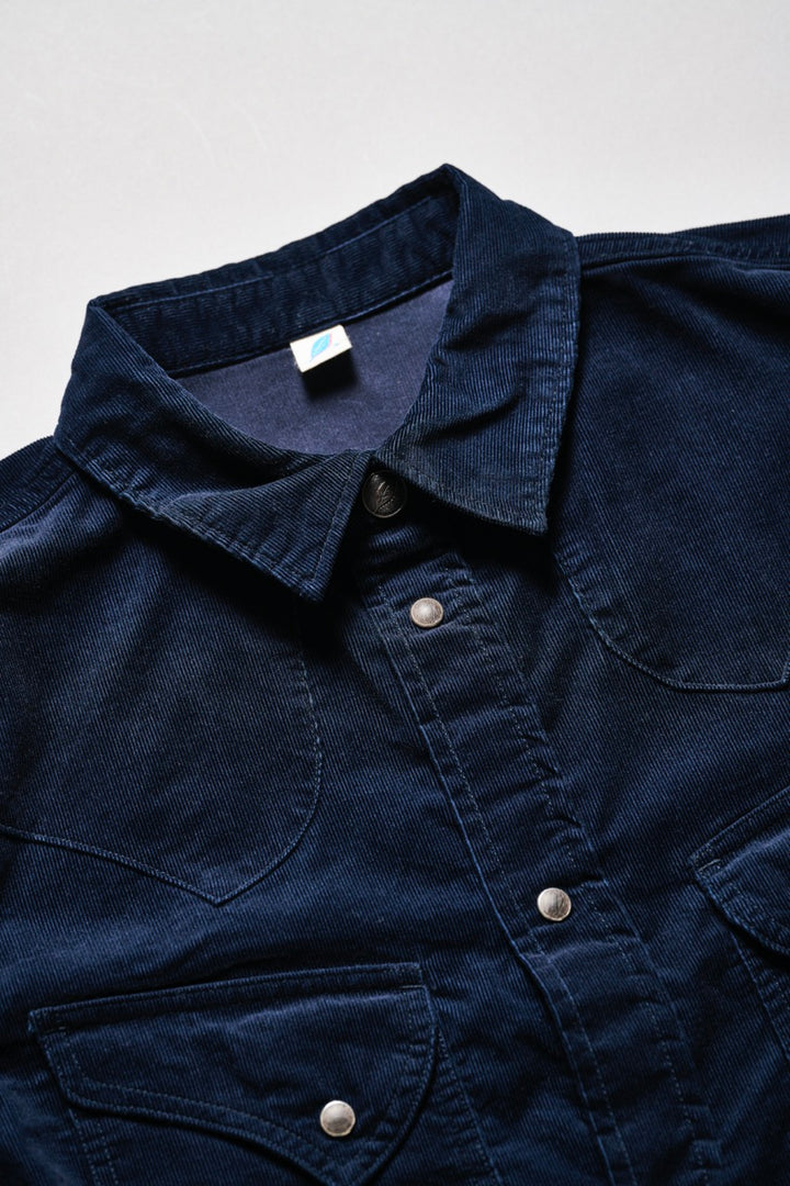 Pure Blue Japan Corduroy Curved Pocket Shirt - Navy [2230]