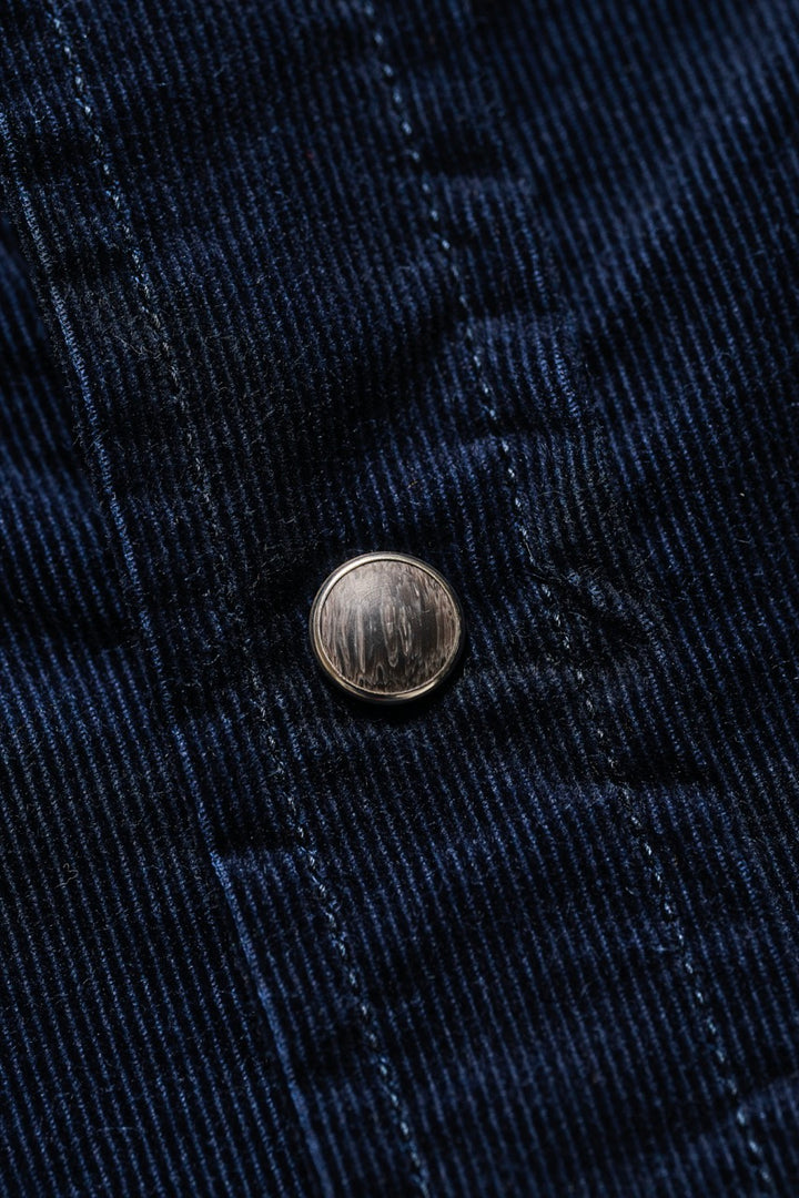 Pure Blue Japan Corduroy Curved Pocket Shirt - Navy [2230]