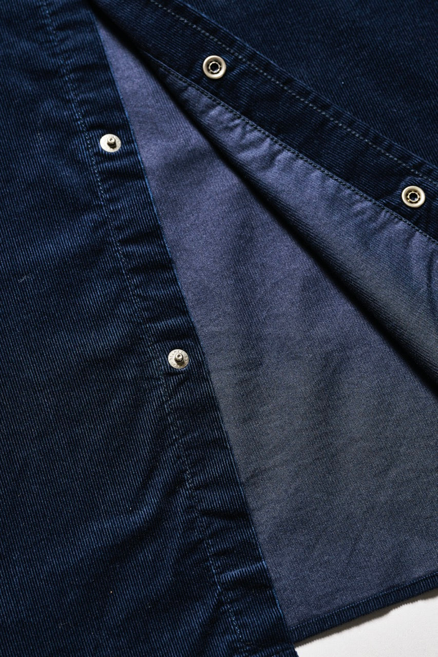 Pure Blue Japan Corduroy Curved Pocket Shirt - Navy [2230]