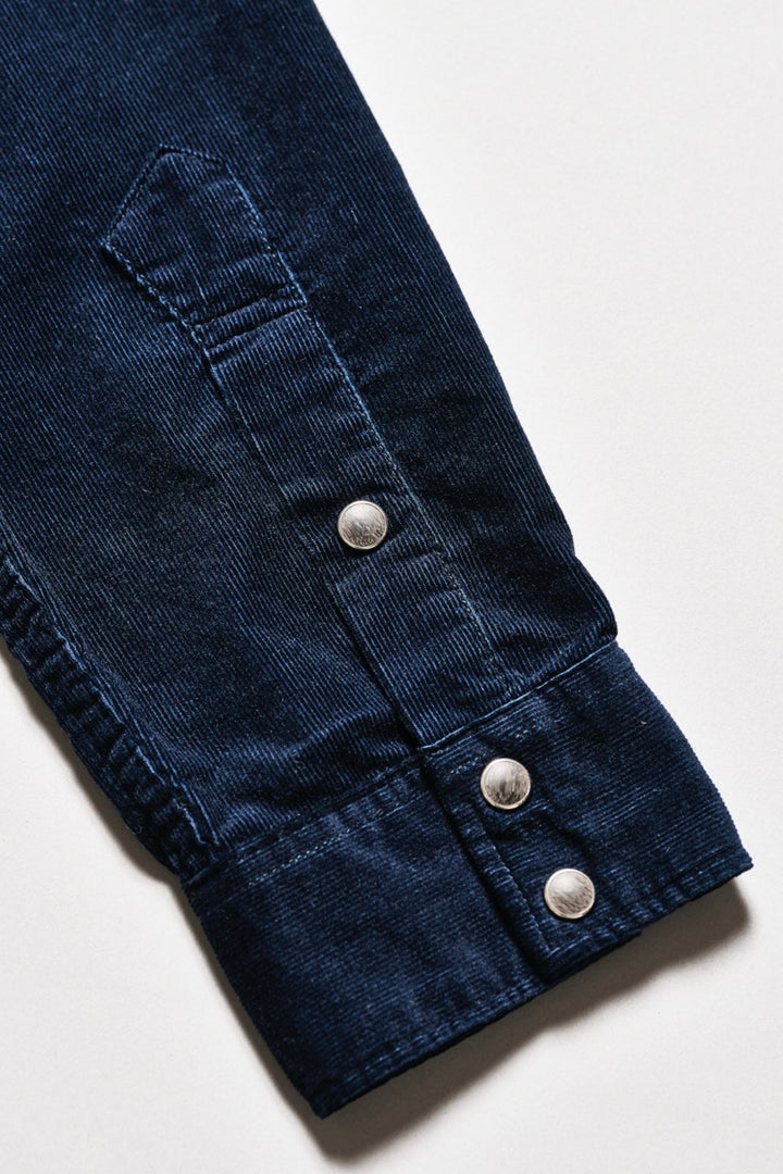 Pure Blue Japan Corduroy Curved Pocket Shirt - Navy [2230]