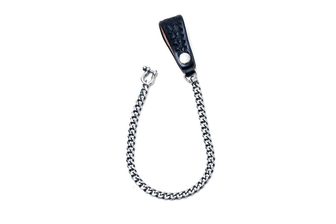 Accel - UK Saddle Leather Basket Silver Plated Brass Chain Black [IPC-07]