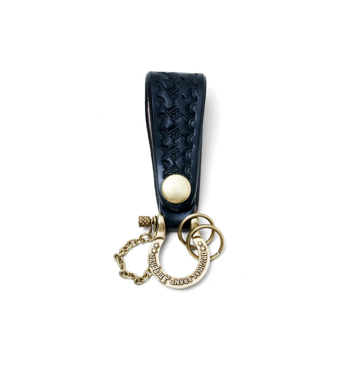Inception - UK Saddle Leather Brass Shackle Key Holder Black [IPSK-04]