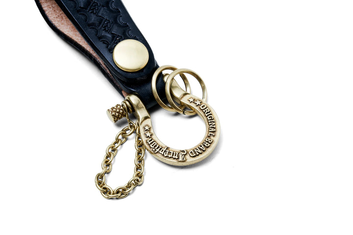Accel - UK Saddle Leather Brass Shackle Key Holder Black [IPSK-04]