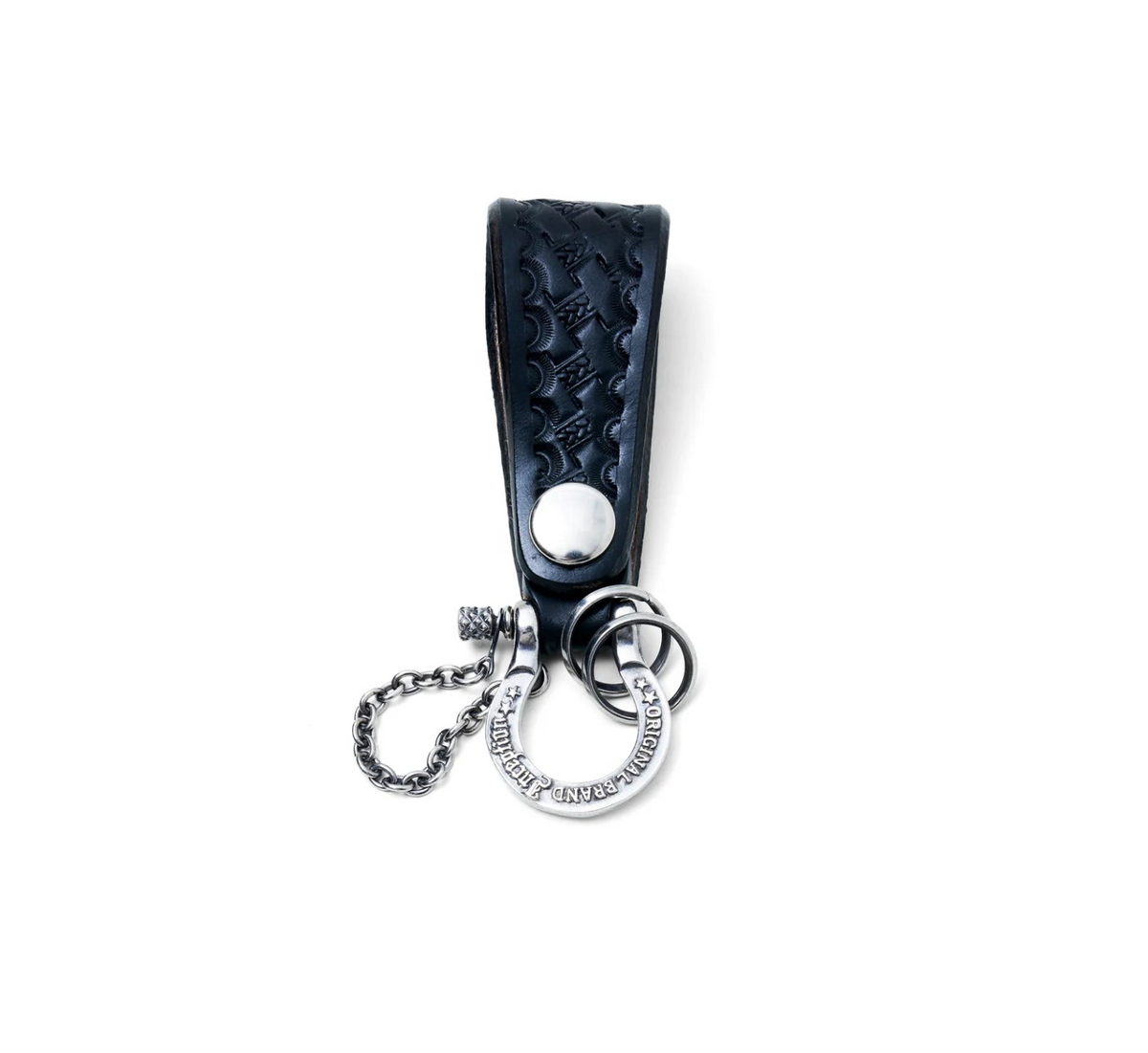 Inception - UK Saddle Leather Silver Plated Brass Shackle Key Holder Black [IPSK-03]