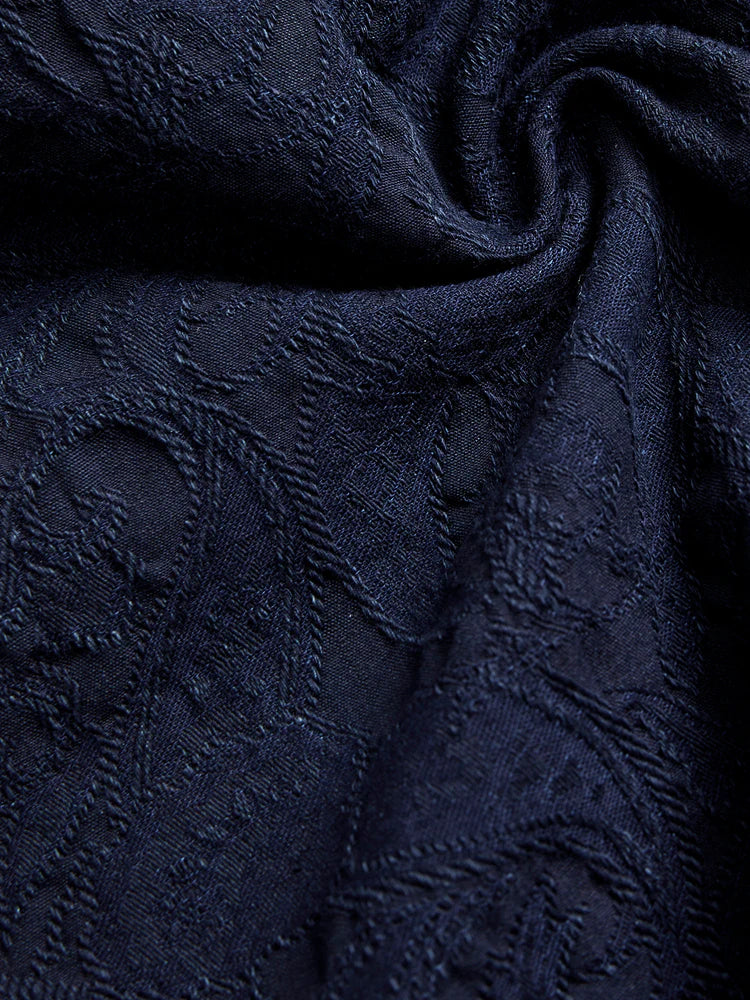 Pure Blue Japan - Woven Organic Cotton Paisley Jacquard Open Collar Shirt [2241-1] ON PREORDER*