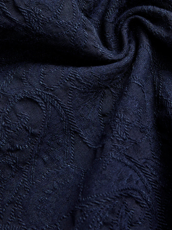 Pure Blue Japan - Woven Organic Cotton Paisley Jacquard Open Collar Shirt [2241-1] ON PREORDER*