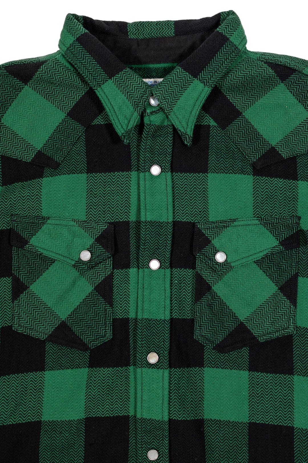 The Flat Head - Block Check Western Flannel Shirt Green/Black [FN-SNW-101L]