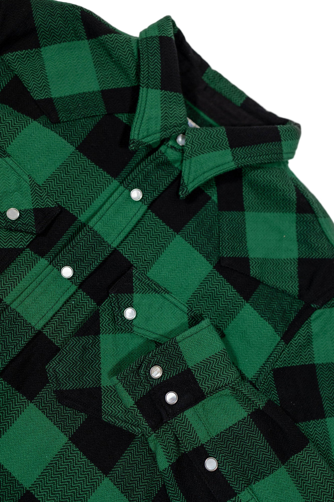The Flat Head - Block Check Western Flannel Shirt Green/Black [FN-SNW-101L]