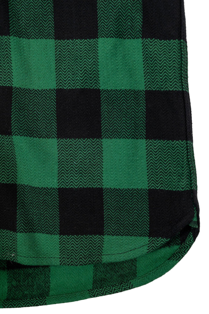 The Flat Head - Block Check Western Flannel Shirt Green/Black [FN-SNW-101L]