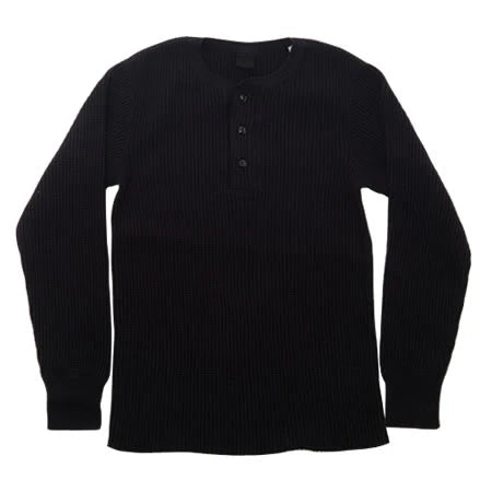 UES Big Waffle Henley Long sleeve - Black [66BW] ON PREORDER*