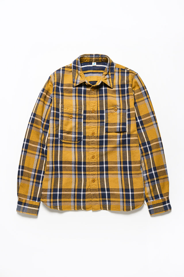 Pure Blue Japan Raised Surface Check Shirt [2222-OL] - Camel