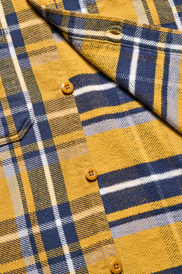 Pure Blue Japan Raised Surface Check Shirt [2222-OL] - Camel