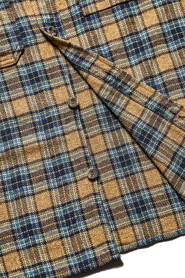 Pure Blue Japan Tweed Check Double Pocket Shirt - Beige [2229]