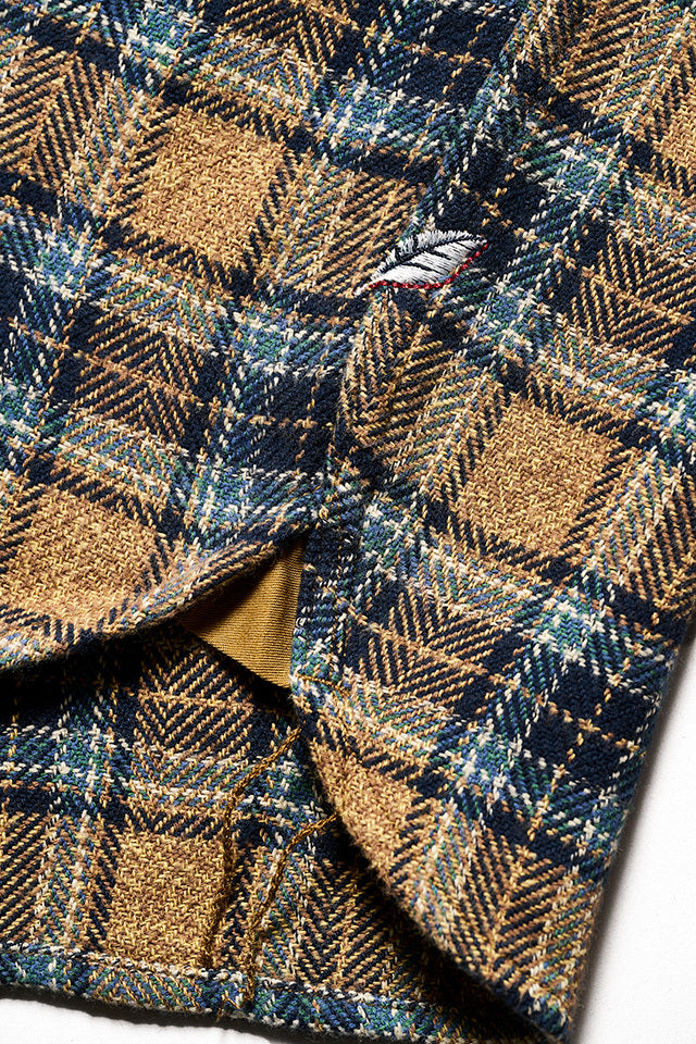 Pure Blue Japan Tweed Check Double Pocket Shirt - Beige [2229]