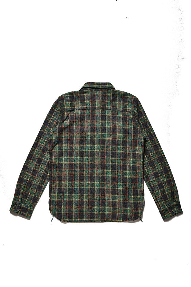 Pure Blue Japan Tweed Check Double Pocket Shirt - Green [2229]