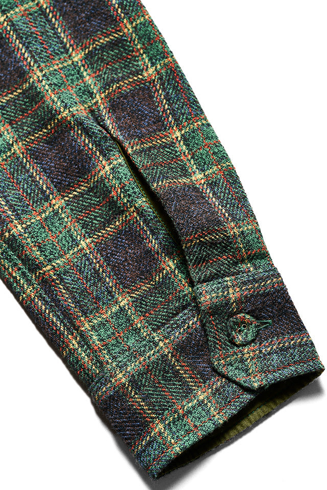 Pure Blue Japan Tweed Check Double Pocket Shirt - Green [2229]