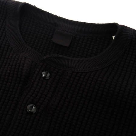 UES Big Waffle Henley Long sleeve - Black [66BW] ON PREORDER*
