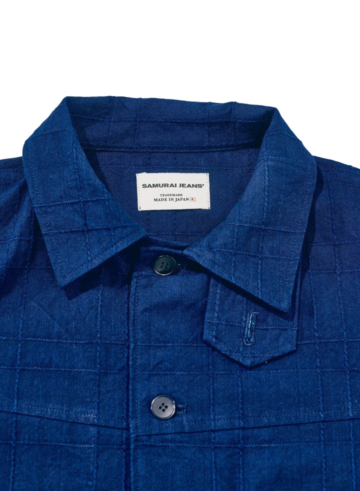 Samurai - Indigo Sashiko Lattice Dobby Jacket [SJSJK26-ARS]