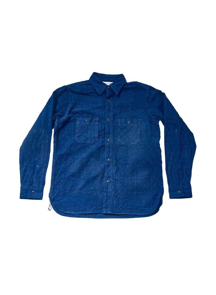 Samurai - Indigo Sashiko Lattice Dobby Work Shirt [SSS26-ARSW]