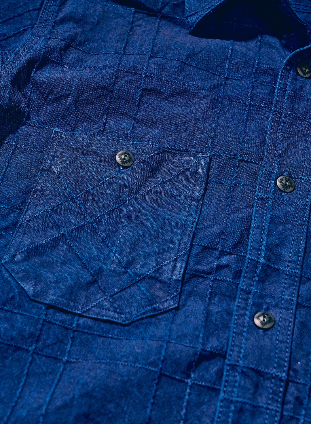 Samurai - Indigo Sashiko Lattice Dobby Work Shirt [SSS26-ARSW]