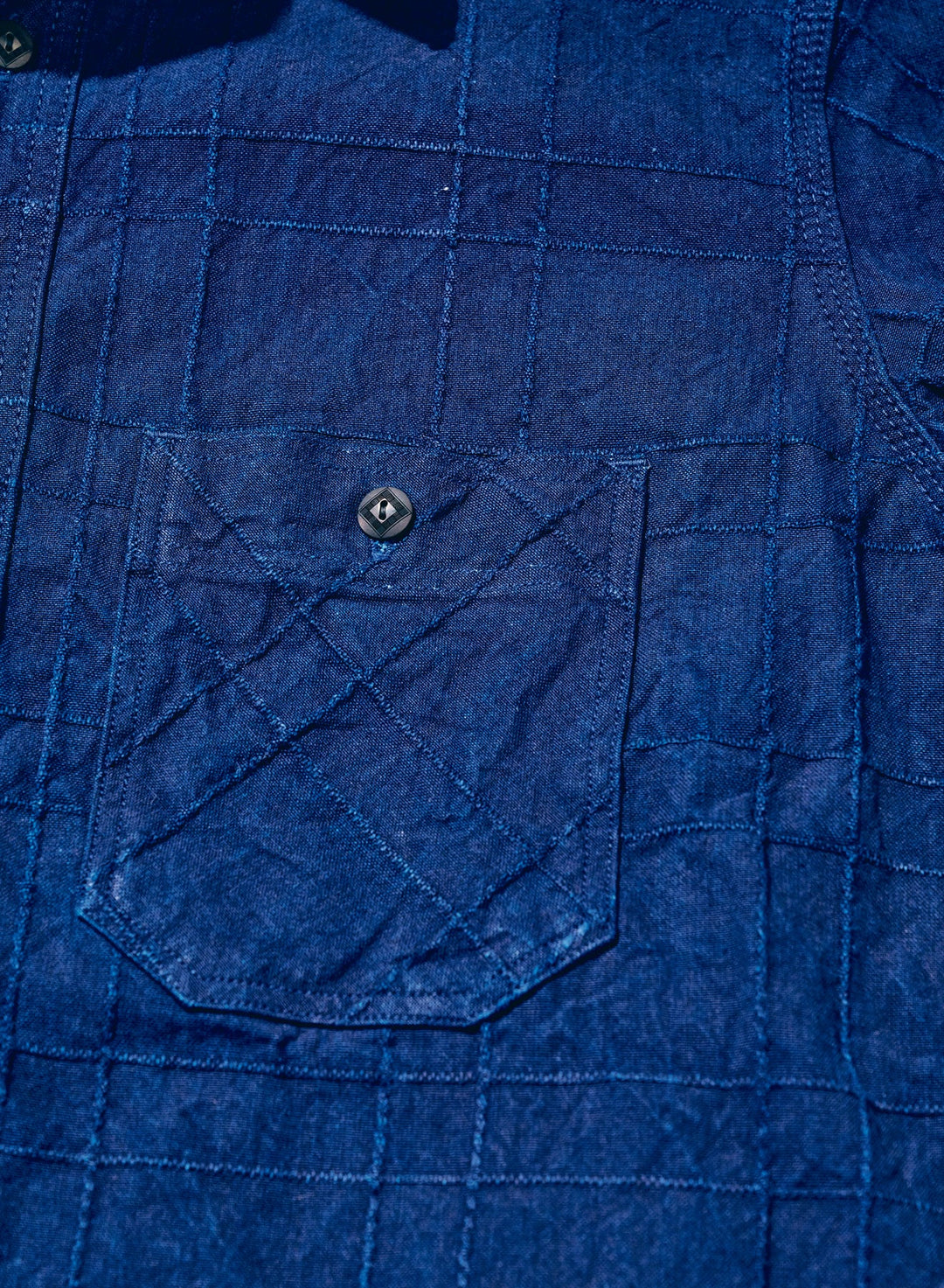 Samurai - Indigo Sashiko Lattice Dobby Work Shirt [SSS26-ARSW]