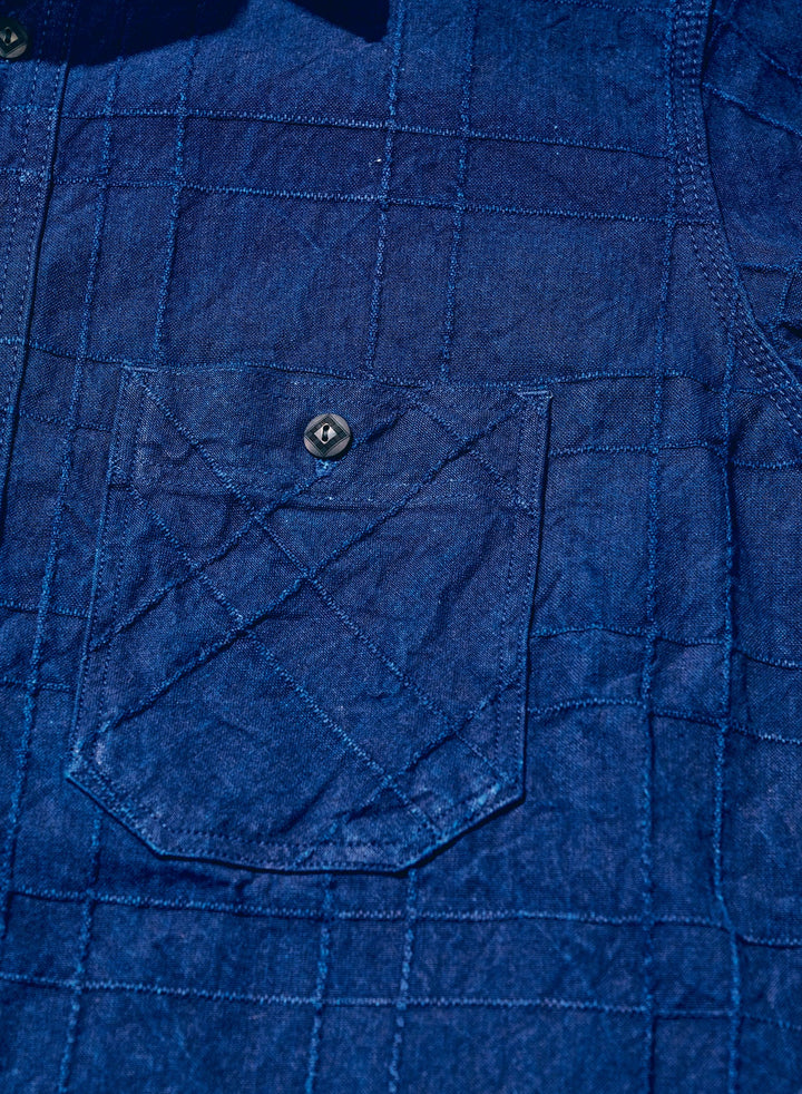 Samurai - Indigo Sashiko Lattice Dobby Work Shirt [SSS26-ARSW]