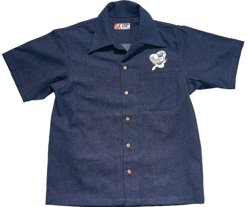 Samurai "Musha-E" Embroidered Shirt - Indigo [SSA25-02]