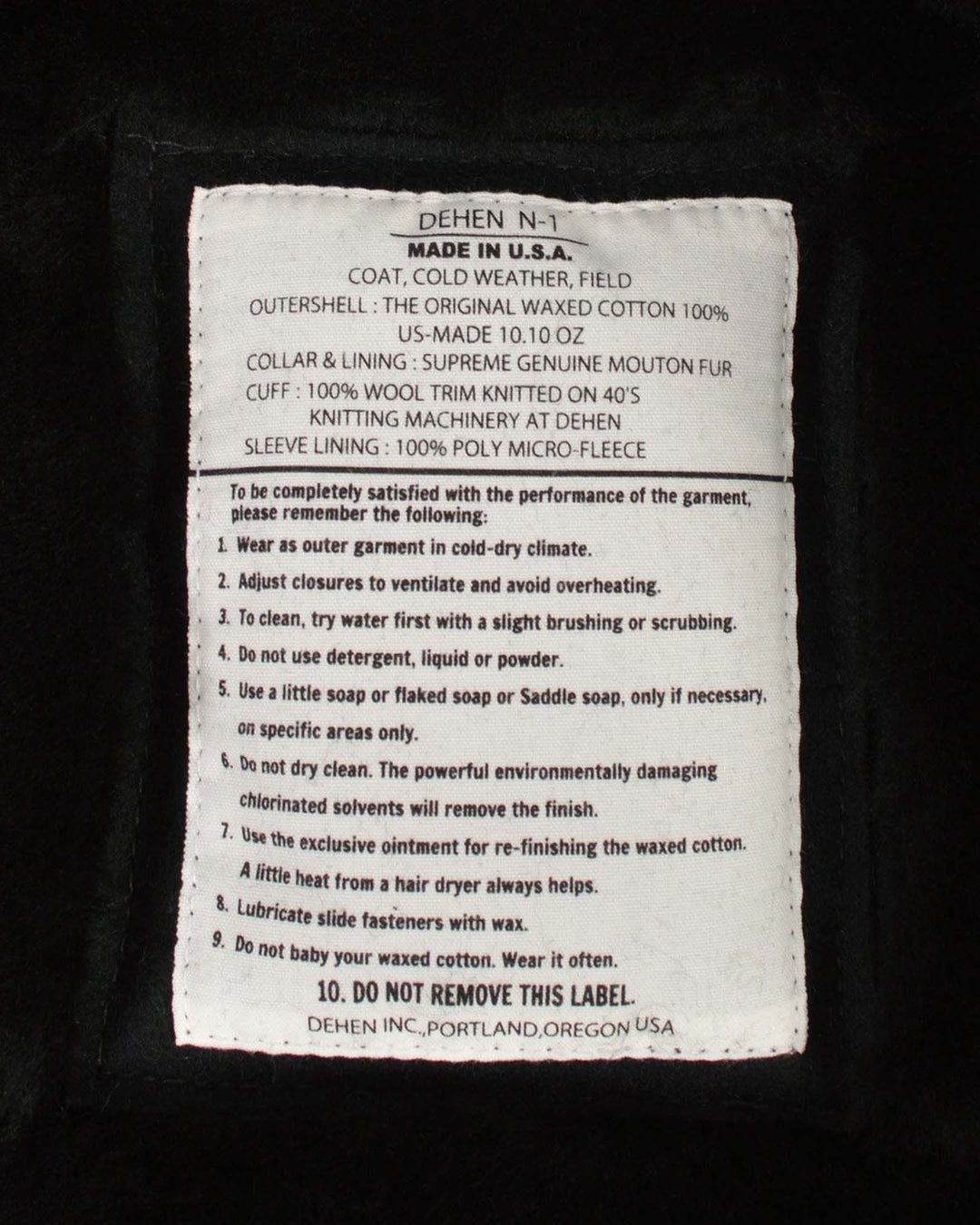 Dehen 1920 - N-1 Deck Jacket Black/Black ON PREORDER*