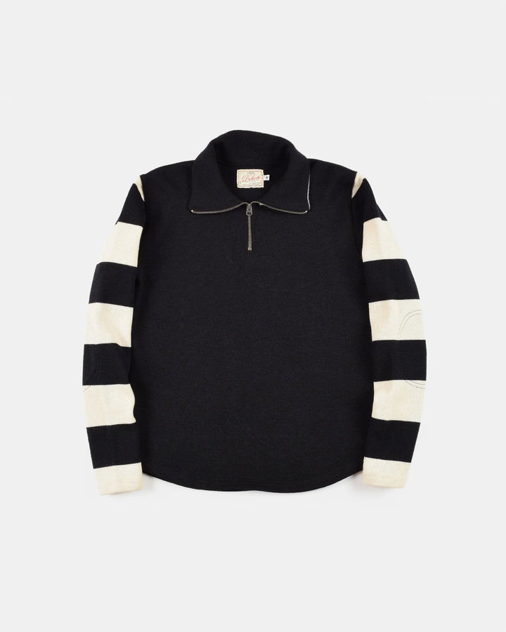 Dehen 1/4 Zip Moto-Jersey - Black / Off White