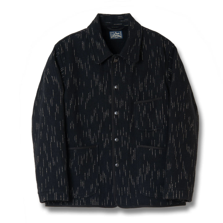 Studio D'Artisan - Black Kasuri Dyed Beach Cloth Jacket [4616]