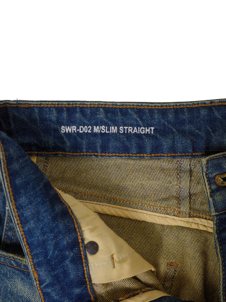 Six Week Residency - Cactus Dirty Indigo Slim Straight Jeans [D02]