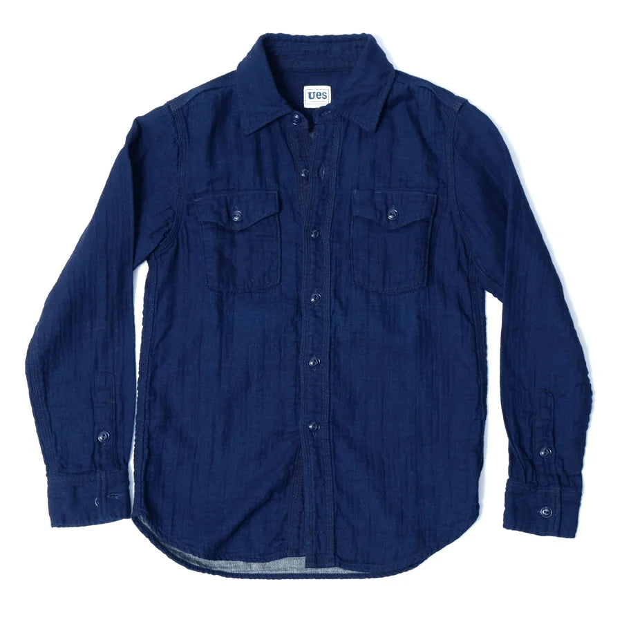 UES MFG.CO. - Herringbone Double Gauze Shirt Indigo [502604-I] COMING SOON*