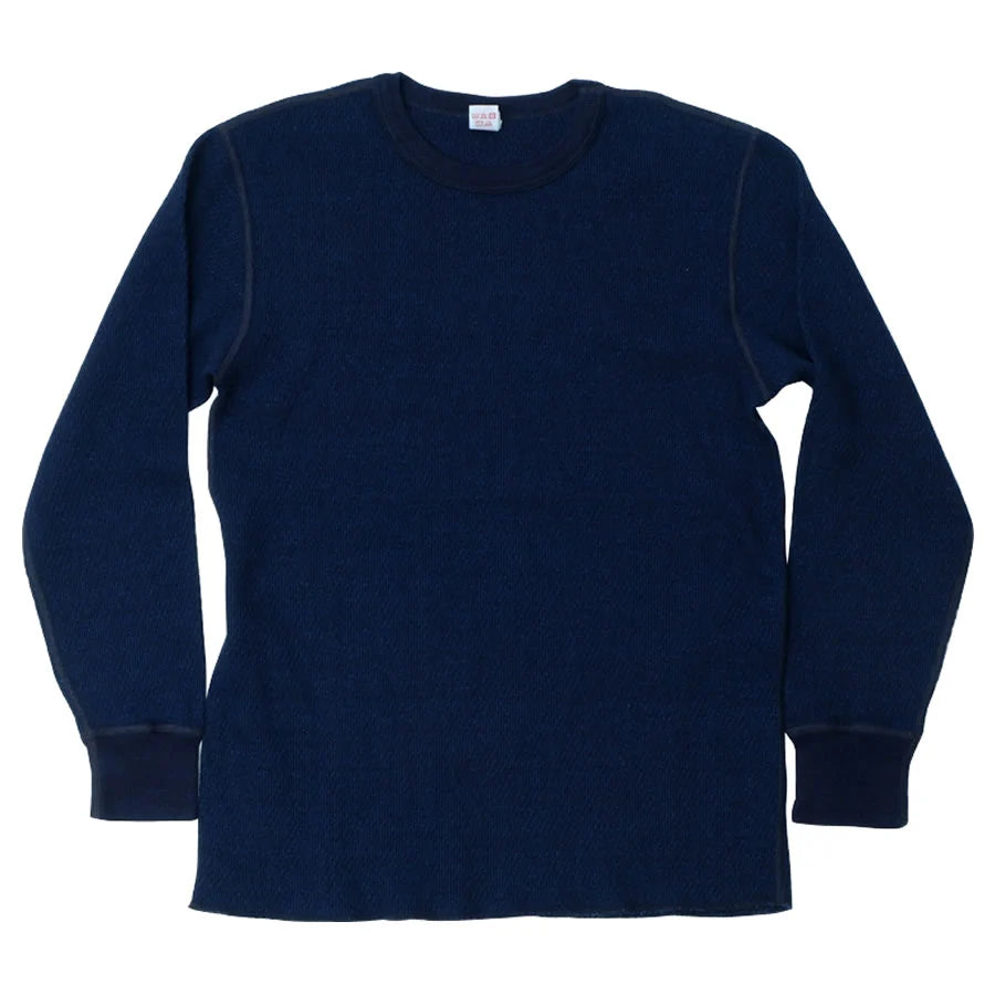 UES MFG.CO. - Indigo Yarn-Dyed Honeycomb Thermal Longsleeve T-shirt [60WH-I]