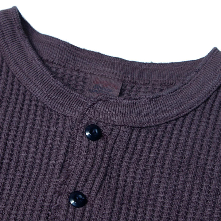 UES Big Waffle Henley Long sleeve - Purple Navy [66BW] ON PREORDER*