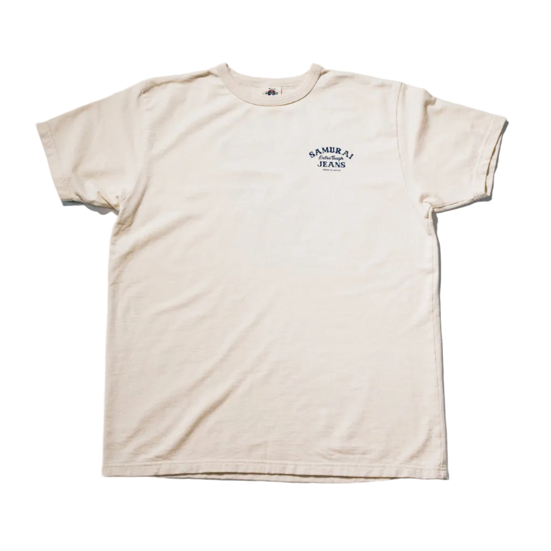 Samurai Jeans SJST26-105 Go Fly A Kite loopwheel tee, ivory, front view