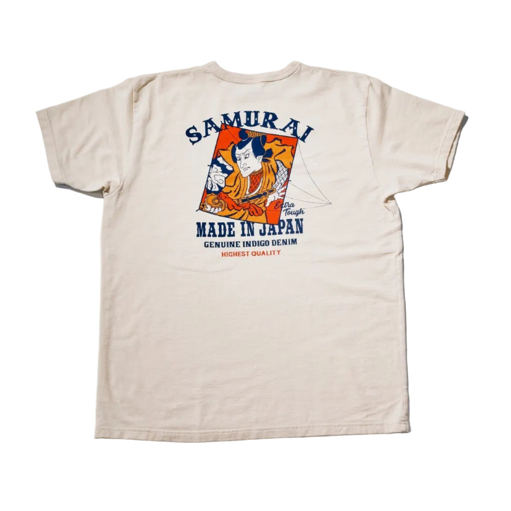 Samurai Jeans SJST26-105 Go Fly A Kite loopwheel tee, ivory, back print detail