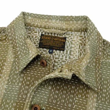 Studio D'Artisan - Noragi Army Green Sashiko Button Up [5718] ON PREORDER*
