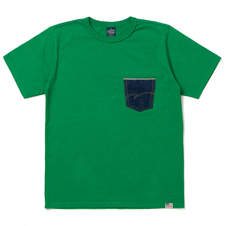 Studio D'Artisan Denim Pocket T-shirt [8135A] - Green