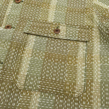 Studio D'Artisan - Noragi Army Green Sashiko Button Up [5718] ON PREORDER*