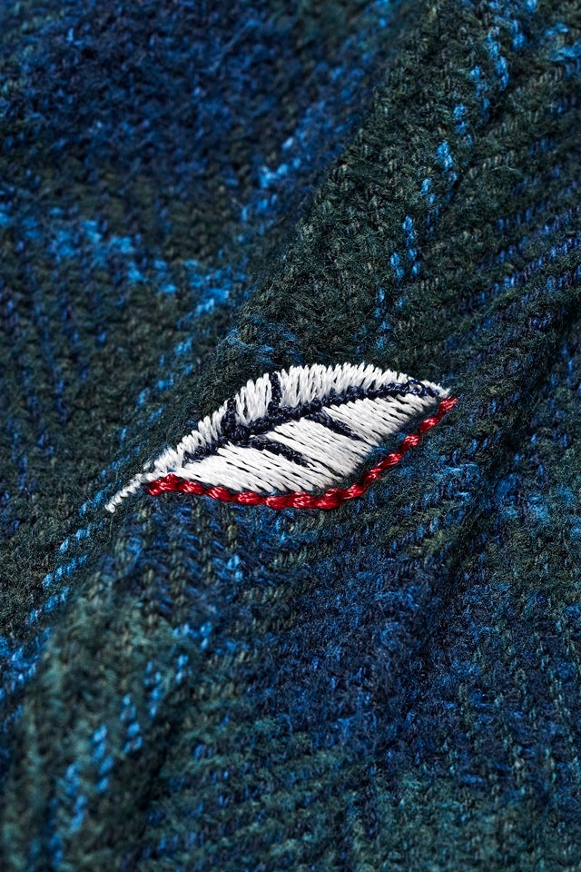 Pure Blue Japan - Men's Woven Cotton Tweed Check Indigo Over Dye shirt [2235-BR]