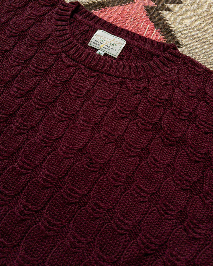 Wythe Highland Cableknit Sweater - Bordeaux