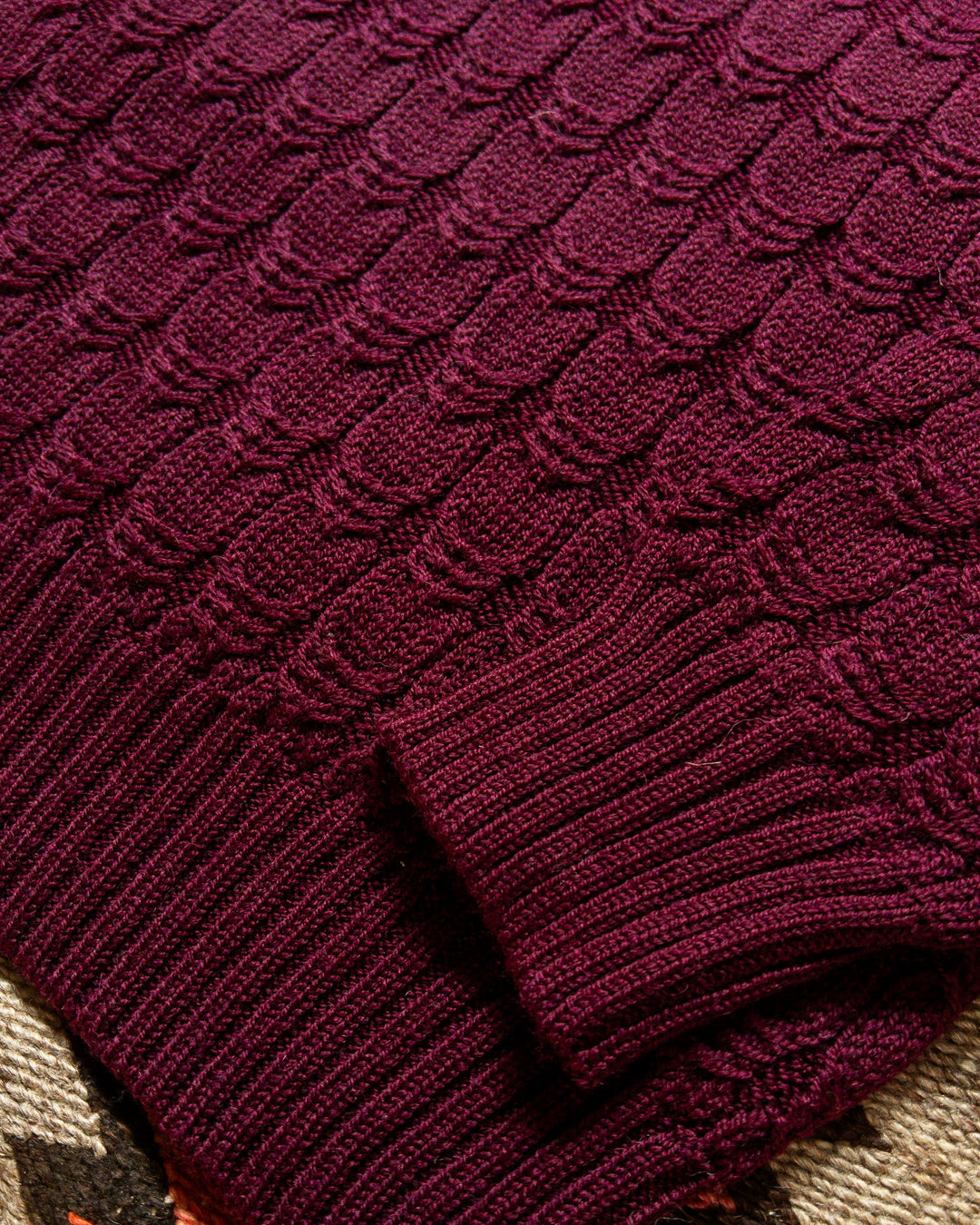 Wythe Highland Cableknit Sweater - Bordeaux