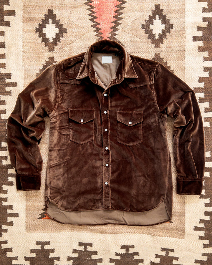 Wythe Velvet Pearlsnap Shirt - Chocolate Brown