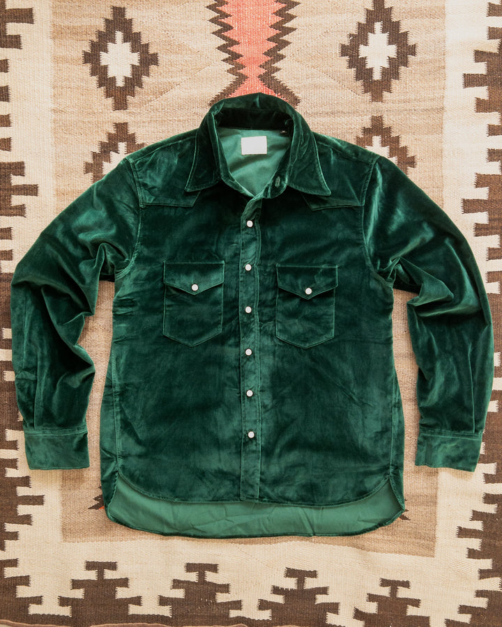 Wythe Velvet Pearlsnap Shirt - Pine Green